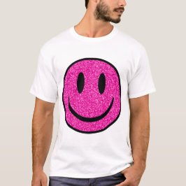 Roze Glitter Smile Face T-shirt