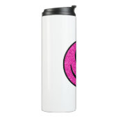 Roze Glitter Smile Face Thermosbeker (Gedraaid links)