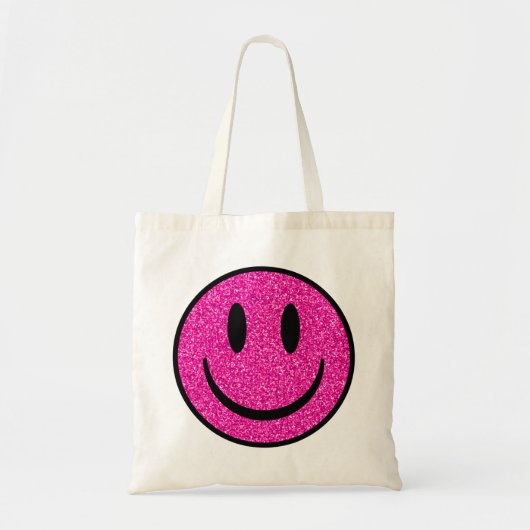 Roze Glitter Smile Face Tote Bag (Voorkant)