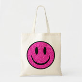 Roze Glitter Smile Face Tote Bag (Voorkant)