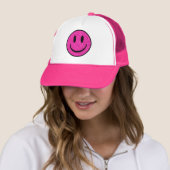 Roze Glitter Smile Face Trucker Pet (In situ)