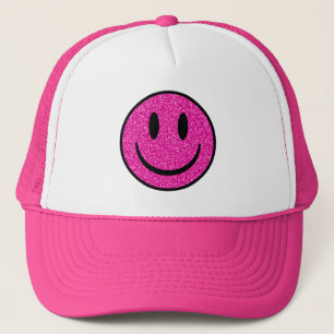 Roze Glitter Smile Face Trucker Pet