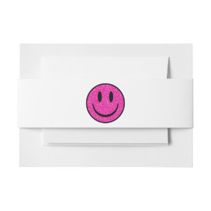 Roze Glitter Smile Face Uitnodigingen Wikkel