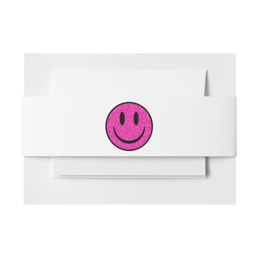 Roze Glitter Smile Face Uitnodigingen Wikkel (Voorkant Voorbeeld)
