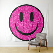 Roze Glitter Smile Face Wandkleed (In Situ (horizontaal))