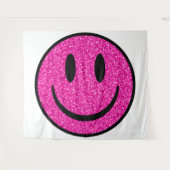 Roze Glitter Smile Face Wandkleed (Voorkant (horizontaal))