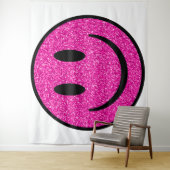 Roze Glitter Smile Face Wandkleed (In situ)
