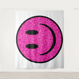 Roze Glitter Smile Face Wandkleed