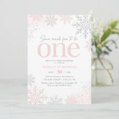 Roze Glitter Sneeuwvlok 1e Verjaardag Kaart (Staand voorkant)