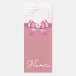 Roze Glitter Sneeuwvlok Lint en Diamant Deurhanger