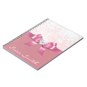 Roze Glitter Sneeuwvlok Lint en Diamant Notitieboek (Linkerzijde)