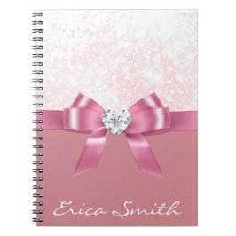 Roze Glitter Sneeuwvlok Lint en Diamant Notitieboek