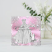 Roze Glitter Sneeuwvlok Quinceanera Uitnodiging (Staand voorkant)
