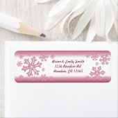 Roze glitter sneeuwvlok retour adreslabels etiket (Insitu)