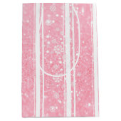 Roze glitter Snowflake Holiday Medium Gift Bag Cadeauzakje (Voorkant)