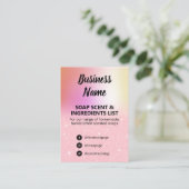 Roze Glitter Soap Scent Ingredients List Card Visitekaartje (Staand voorkant)