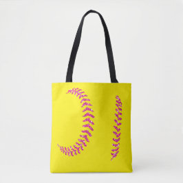 Roze Glitter Softball Stitches Tote Bag