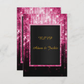 ROZE GLITTER SPANKEL ELEGANT KLASSEK rsvp Kaart (Voorkant / Achterkant)