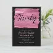 Roze glitter Sparkle Brush Black 30th Birthday Kaart (Staand voorkant)