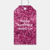 Roze Glitter Sparkle Cadeaulabel (Voorkant)