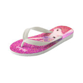 Roze Glitter Sparkle Eenhoorn Meisjes Gepersonalis Kinder Teenslippers (Schuin)
