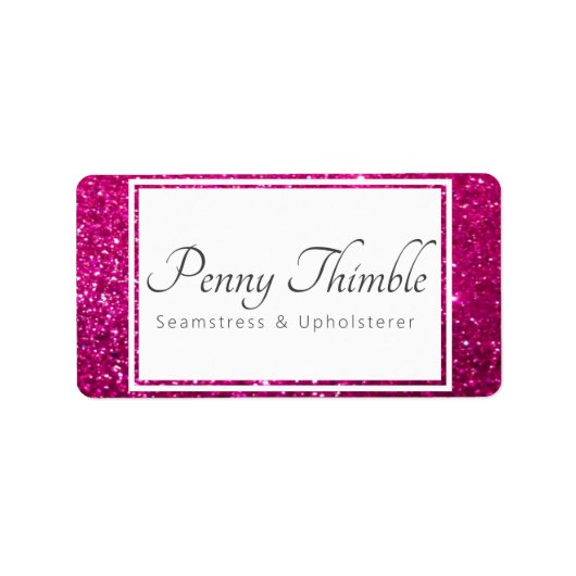 roze glitter sparkle gepersonaliseerd etiket (Voorkant)