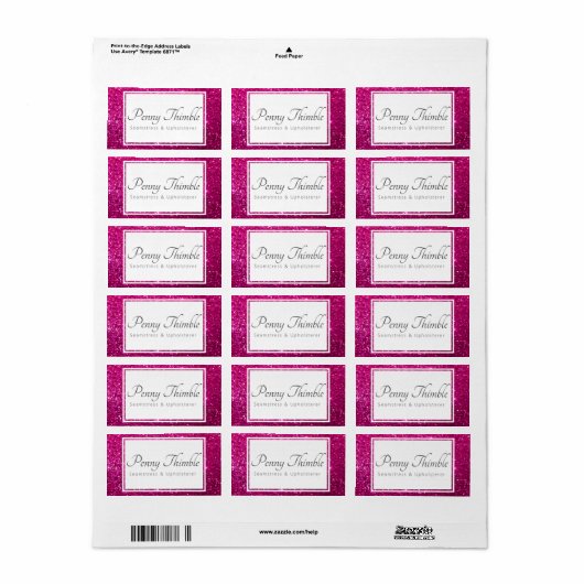 roze glitter sparkle gepersonaliseerd etiket (Full Sheet)