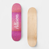 Roze glitter Sparkle Girly Gepersonaliseerd Persoonlijk Skateboard (Voorkant)
