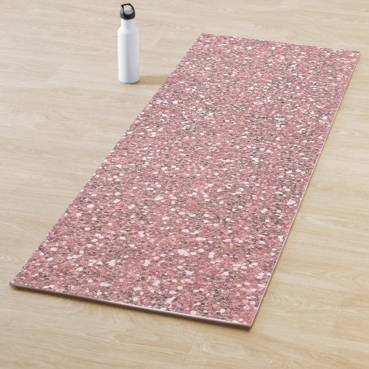 Roze Glitter Sparkle Glamour Meisjes Trendy Modern Yogamat (In situ)
