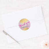 Roze Glitter Sparkle Gold Floral Weddenschap Harte Ronde Sticker (Envelop)