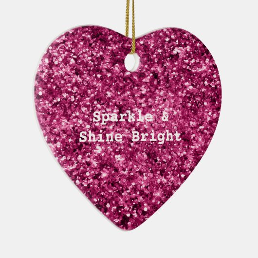 Roze Glitter Sparkle Keramisch Ornament (Rechts)