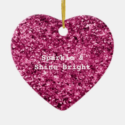Roze Glitter Sparkle Keramisch Ornament (Voorkant)