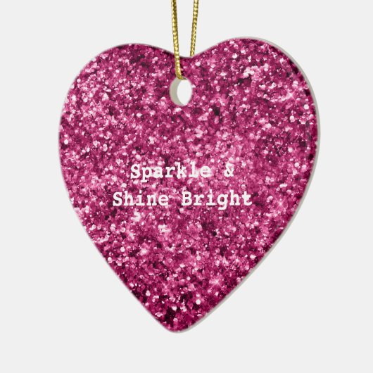 Roze Glitter Sparkle Keramisch Ornament (Links)