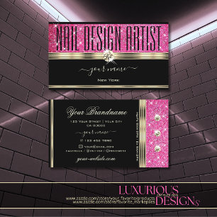Roze glitter Sparkle Luminous Stars Gold en Black Visitekaartje