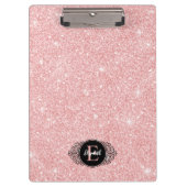 Roze Glitter Sparkle Modern Monogram Klembord (Voorkant)