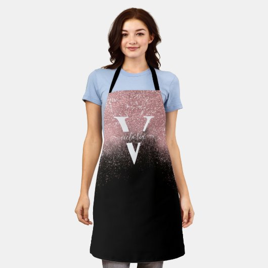 Roze glitter Sparkle Monogram Black Girly Custom Schort (Gedragen)