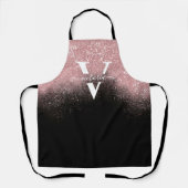 Roze glitter Sparkle Monogram Black Girly Custom Schort (Voorkant)