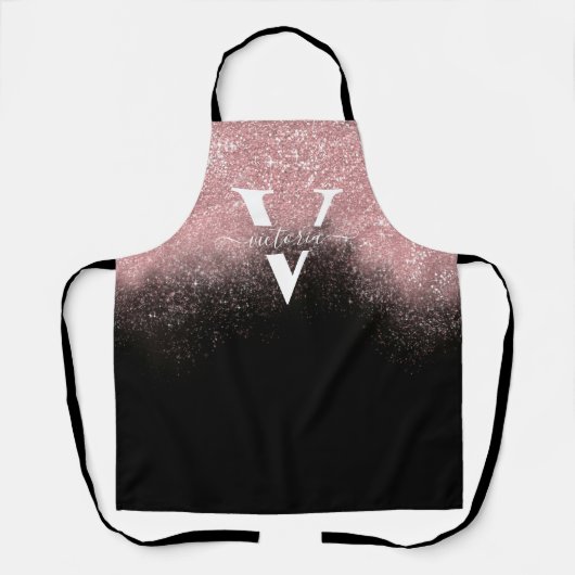 Roze glitter Sparkle Monogram Black Girly Custom Schort (Voorkant)