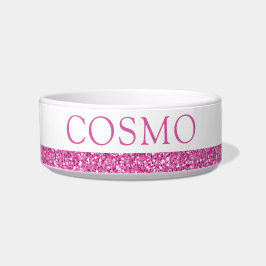 Roze glitter Sparkle Pet Name Bowl Voerbakje