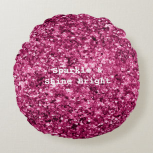 Roze Glitter Sparkle Rond Kussen