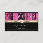 Roze Glitter Sparkle Stars Diamonds Goud en Zwart Visitekaartje (Voorkant)
