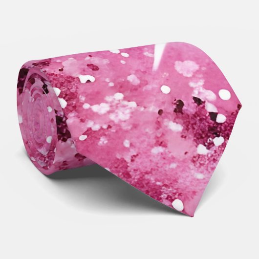 Roze Glitter Sparkle Stropdas (Opgerold)