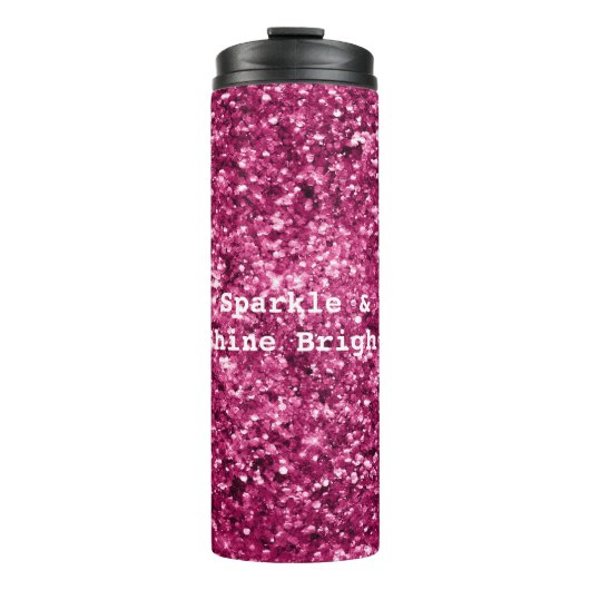 Roze Glitter Sparkle Thermosbeker (Voorkant)