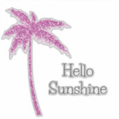 Roze Glitter Sparkle Tropische Palmboom Sticker (Voorkant)