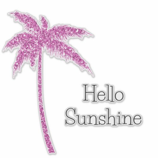 Roze Glitter Sparkle Tropische Palmboom Sticker (Voorkant)