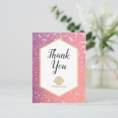 Roze glitter Sparkles Dank u Logo Zaken Briefkaart (Staand voorkant)