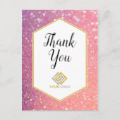 Roze glitter Sparkles Dank u Logo Zaken Briefkaart (Voorkant)