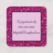Roze glitter Sparkles Girly Glam Vierkante Visitekaartje (Achterkant)