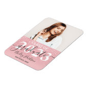 Roze glitter sparkles ombre foto afstuderen magneet (Linkerzijde)