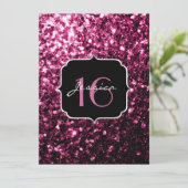 Roze glitter sparkles Sweet 16 Kaart (Staand voorkant)
